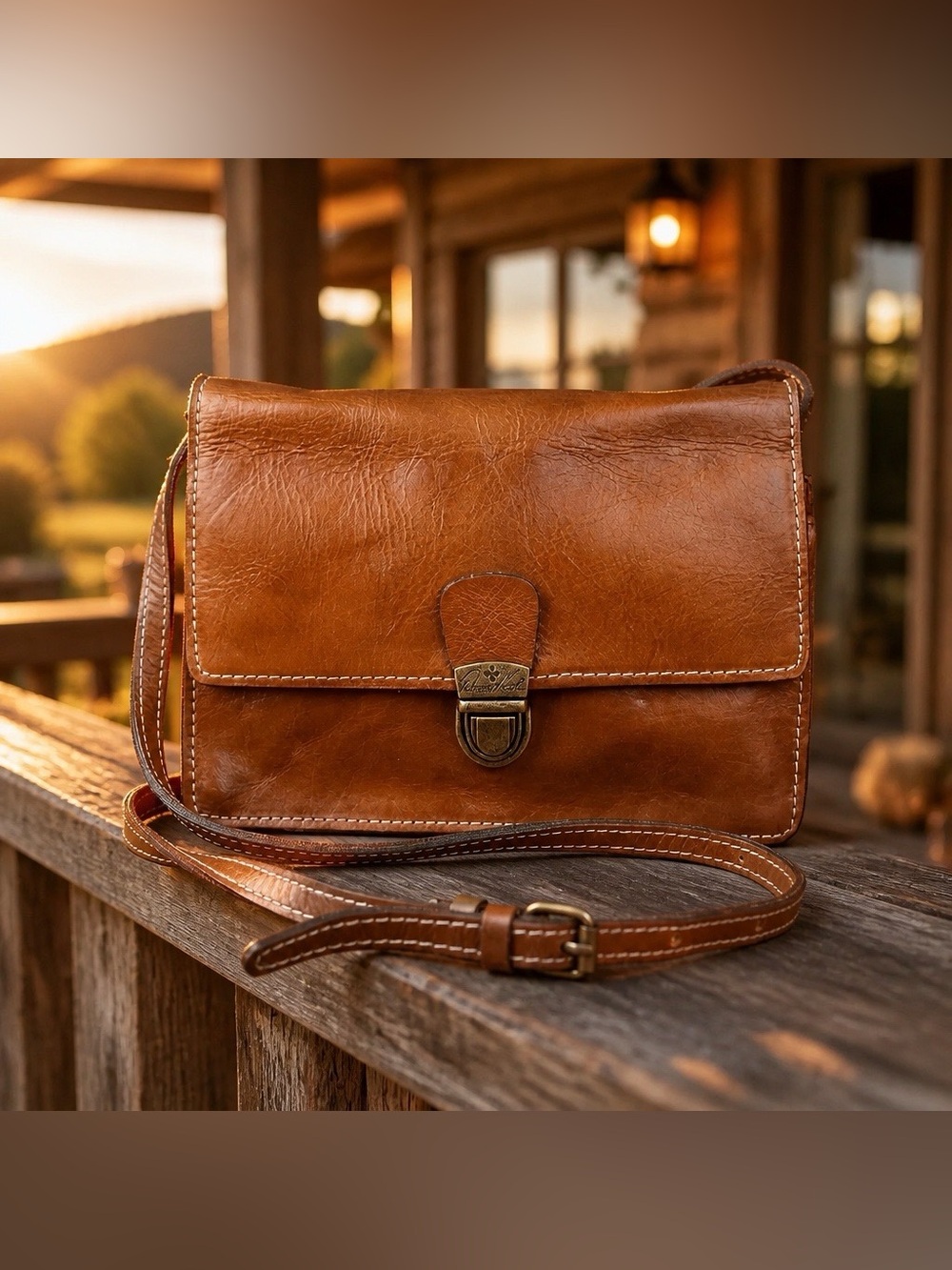Patricia Nash Cognac Leather Messenger Crossbody NWT